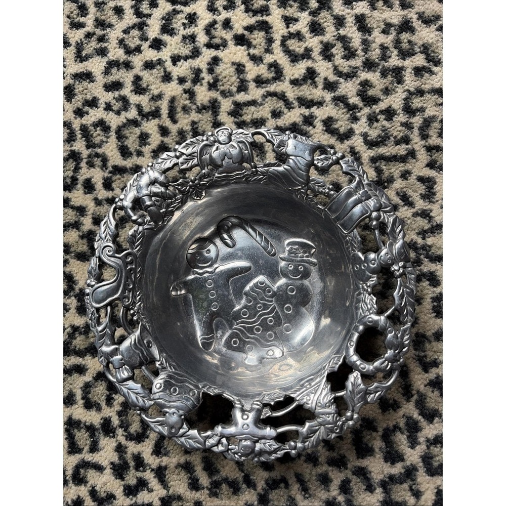 Vintage Home For‎ The Holidays Pewter Bowl 1997 Christmas Decor Serving 🎄🎅☃️